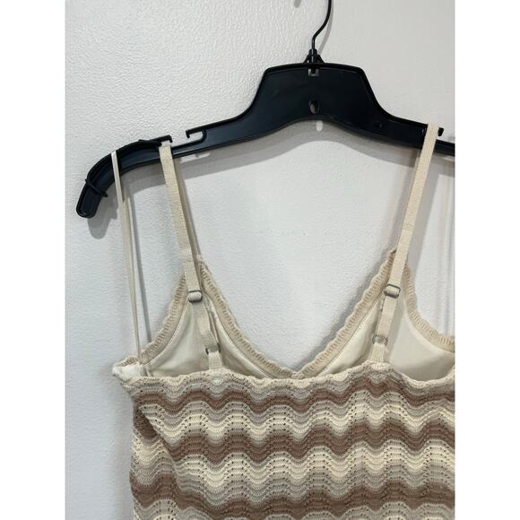 Hollister Crochet Knit Neutral Chevron Boho Festival Midi Dress Size XS - Picture 6 of 11